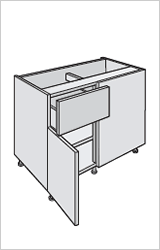 corner dresser unit with drawer